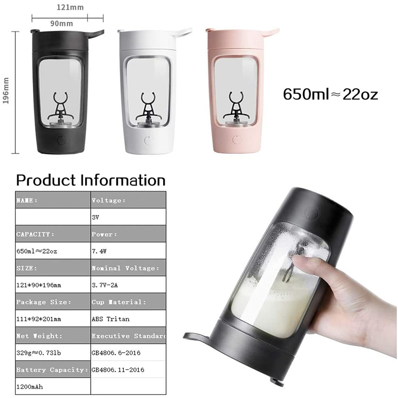 NuWISK: Electric Protein Shaker Bottle: Rechargeable Blender Bottle for Gym