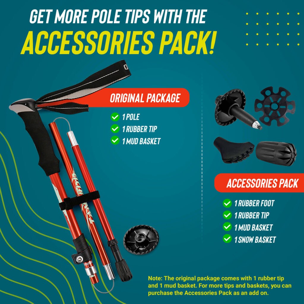 TrekBud Adjustable Trekking Pole, Hiking Stick Gear Tekk