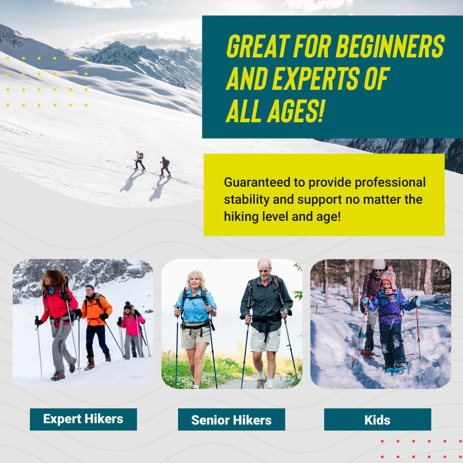 TrekBud Adjustable Trekking Pole, Hiking Stick Gear Tekk