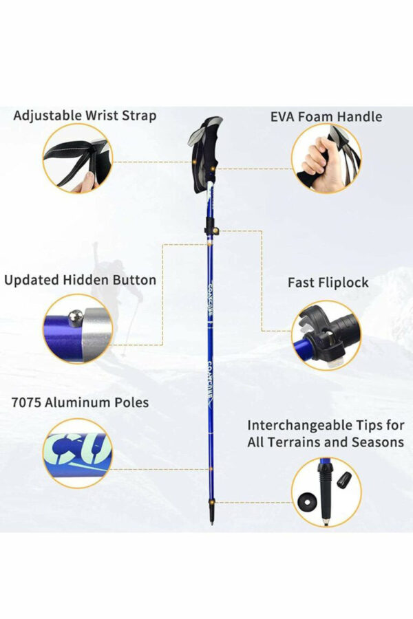 TrekBud Adjustable Trekking Pole, Hiking Stick Gear Tekk