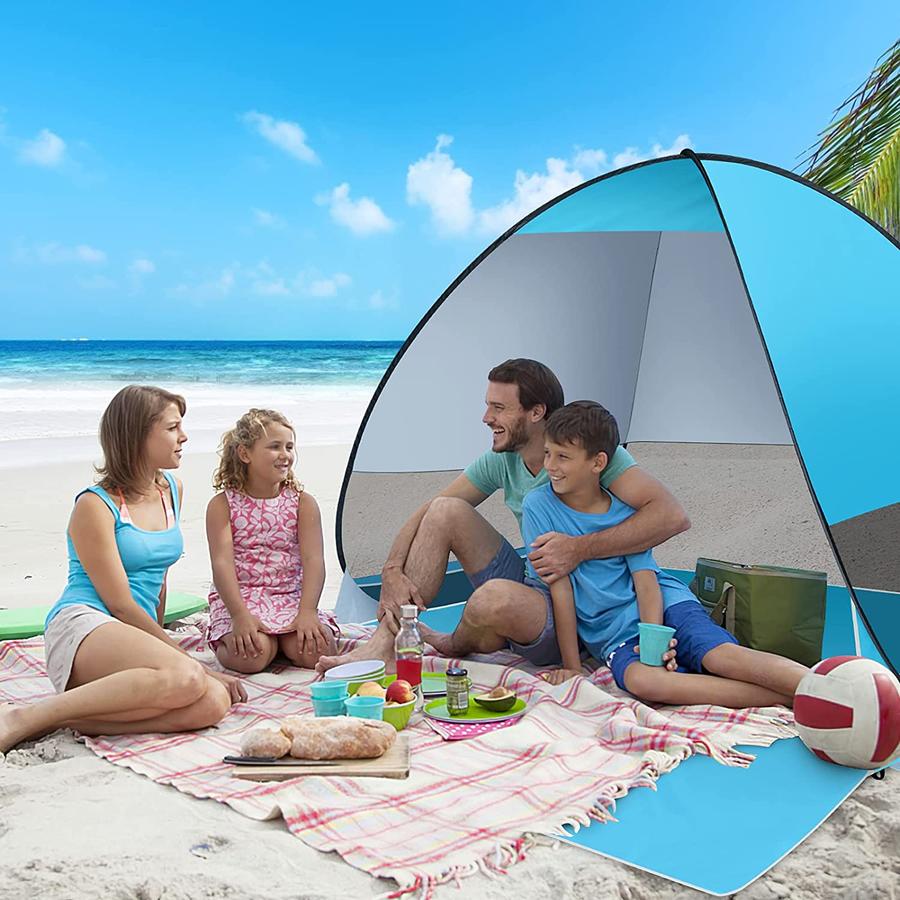 TOBTOS UPF 50+ Pop Up Beach Tent, Easy Set Up Beach Umbrella, Sun Shelter  for 2-3 People UV Protection Portable Sunshade, Baby Canopy Cabana