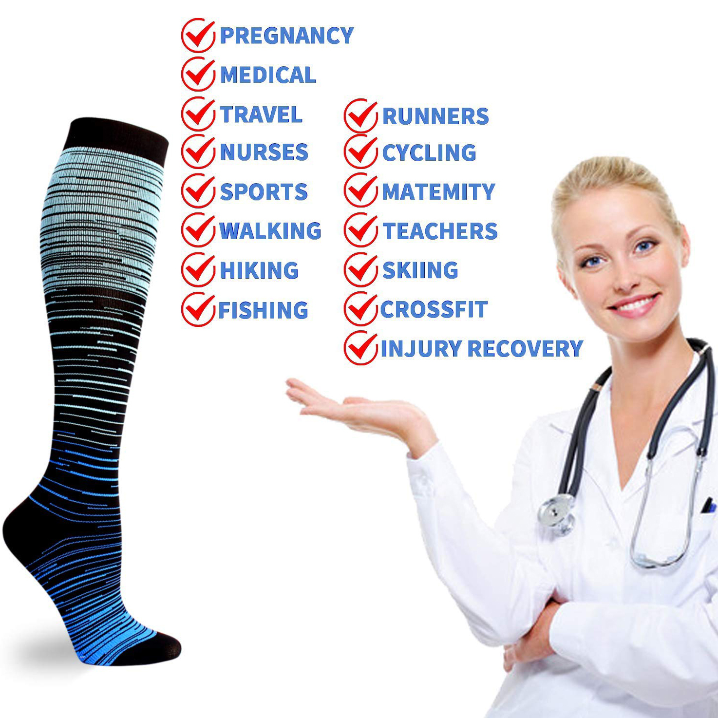 OrdaRp Medical Graduated Compression Socks For Women And Men