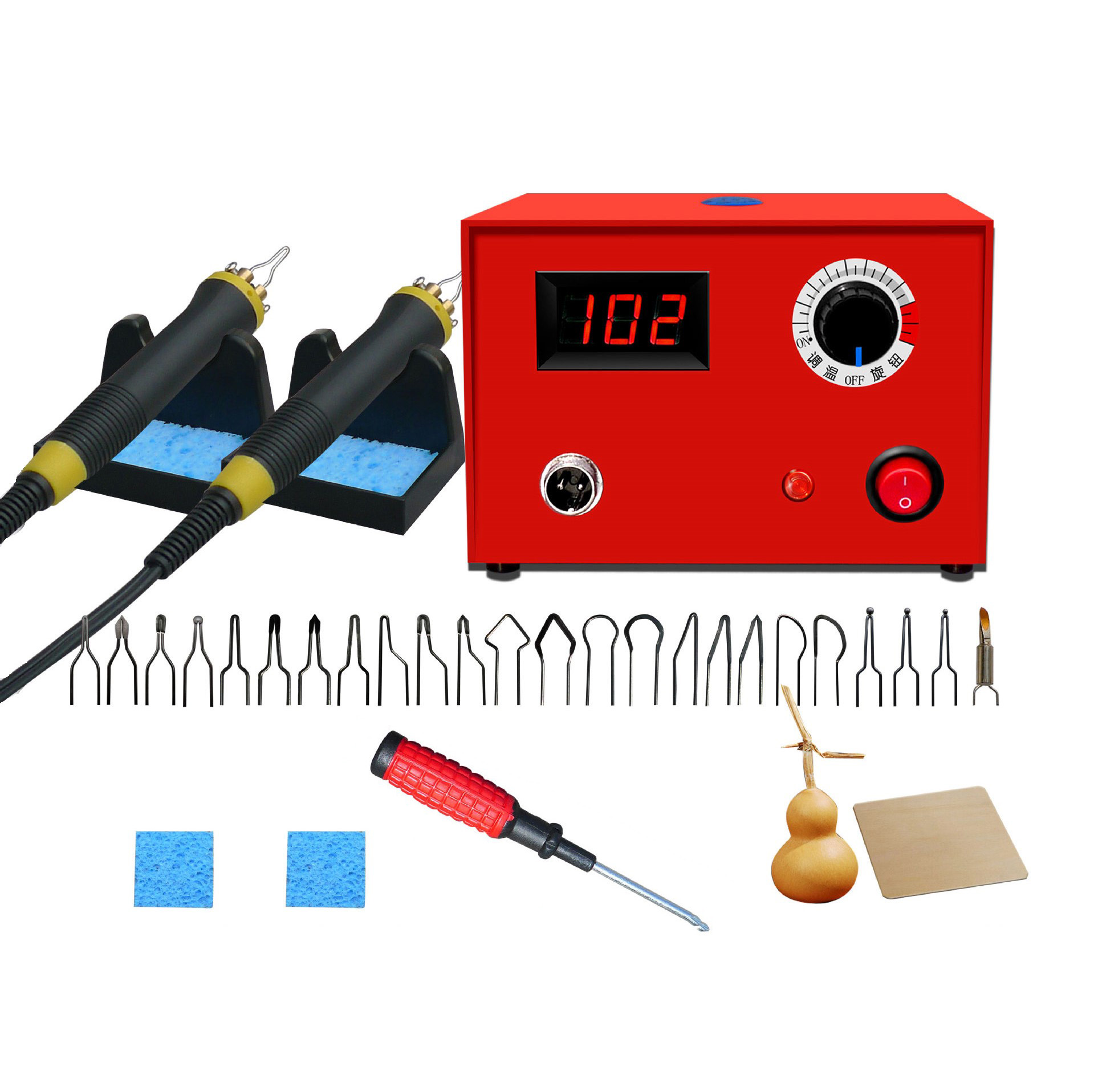  TEKCHIC Wood Burning Machine Kit 20 Tips, Dual Pen 110V 50W  Pyrography Machine, Digital Temperature Adjustment and Electric Wood  Burning Detailer for Wood/Leather/Gourd, Red : Arts, Crafts & Sewing