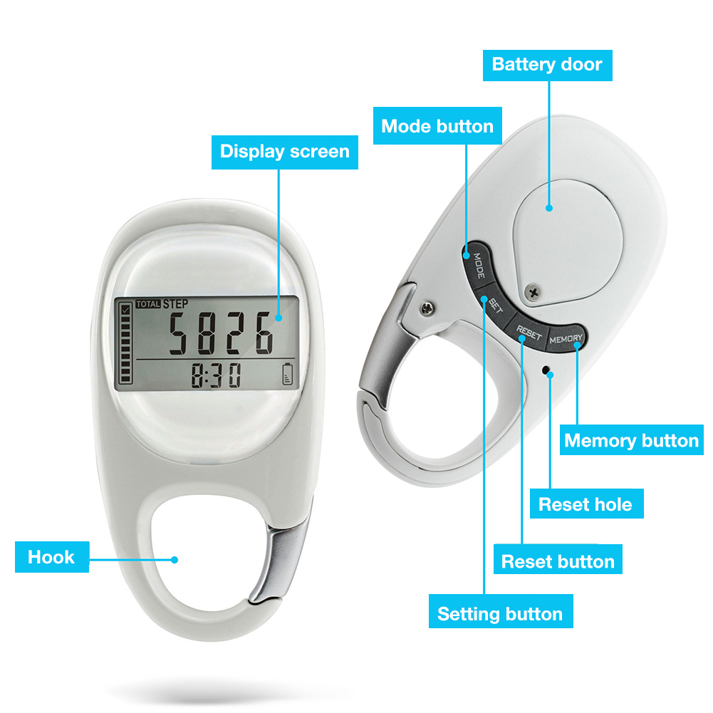 1Pcs Pedometer 3D Step Counter for Walking, Track Steps Portable Sport Simp  Z9N1