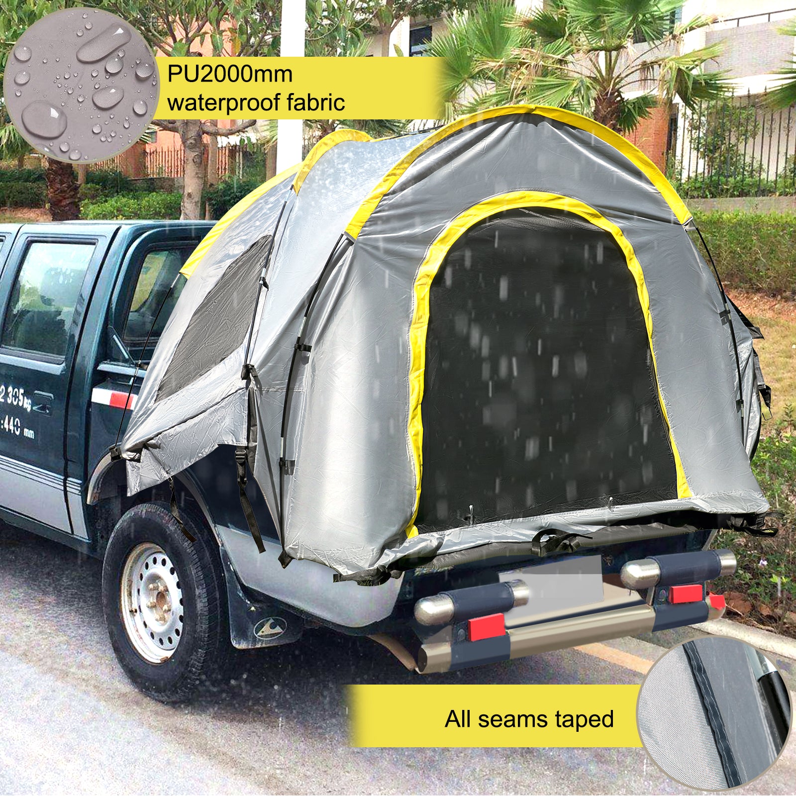 Tarp over outlet truck bed camping