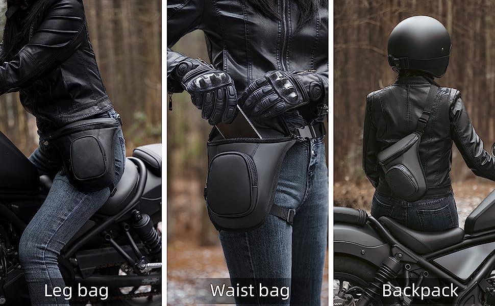 Leather motorcycle leg online bag